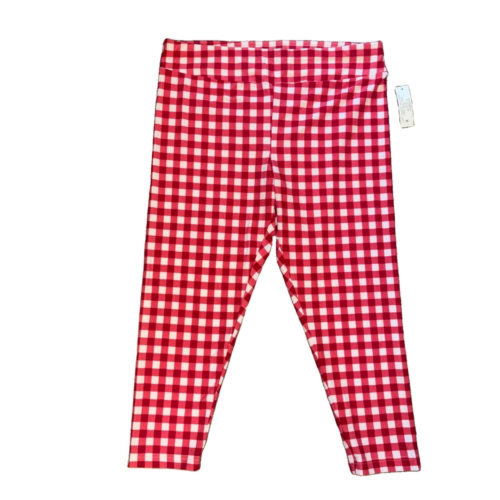 Way to Celebrate Americana Red Gingham Capri Leggings XL 16-18 Patriotic NWT